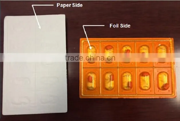 Qulaity pharmacy aluminum blister foil heat sealing with pvc/pvdc
