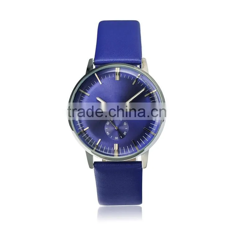 good quality custom logo metal wrist watch , simple men watch , leather watch band