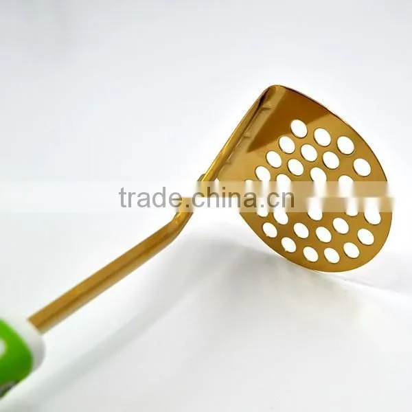 Hot sales in Amazon FDA LFGB Grade gold plating spud blender potato masher
