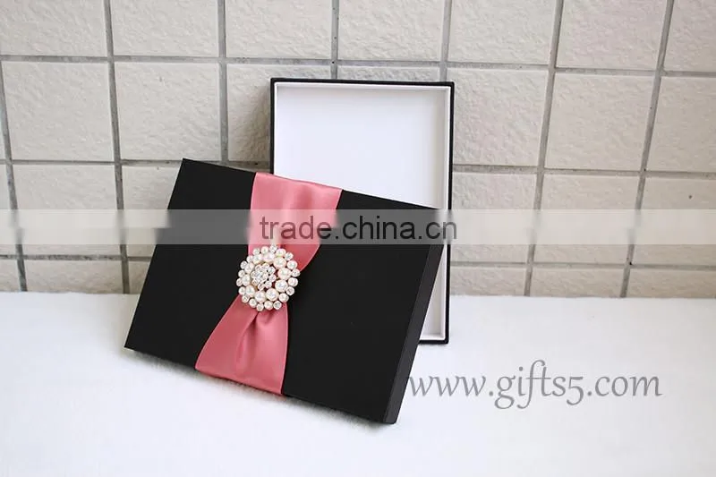 Elegant black packaging boxes for wedding invitations