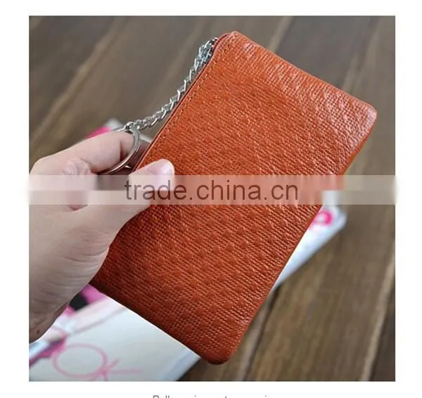 Boshiho real leather zipper coin purse with key chain