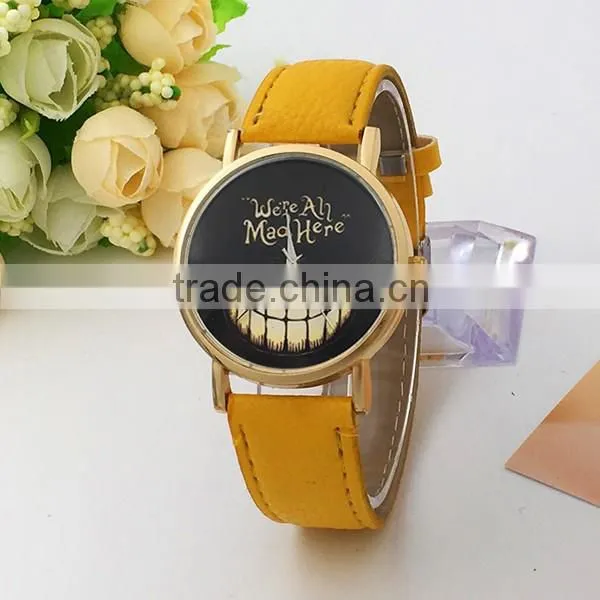 Fashion " we're all mad here" Leather Watch Design