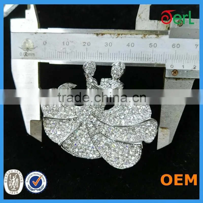 Fashion Clear Rhinestone Lover Brooch For Wedding Invitation