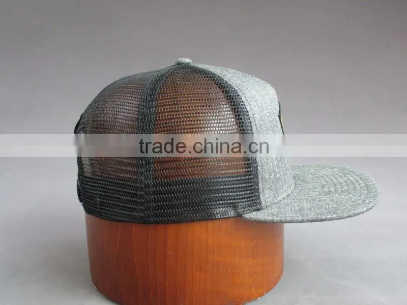 custom 5 panel trucker cap with woven badge