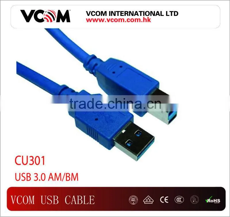 High Speed Top 2.0V Transparant USB Cable USB AM/BM + Ferrite 2.0V Transparant Blue