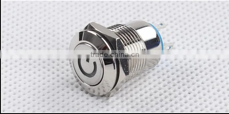 12mm metal push button switch with LED Momentary waterproof