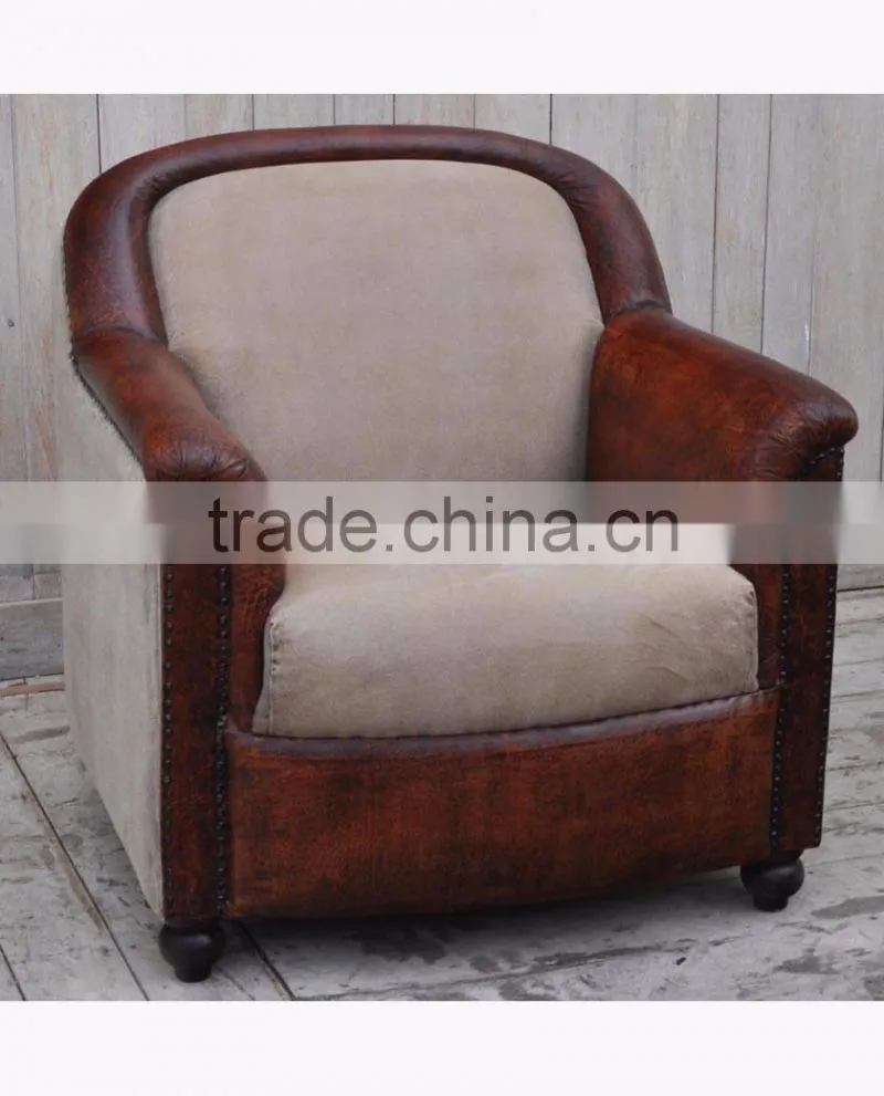 Leather Sofa,Aged Leather Suede Brown Room Armchair
