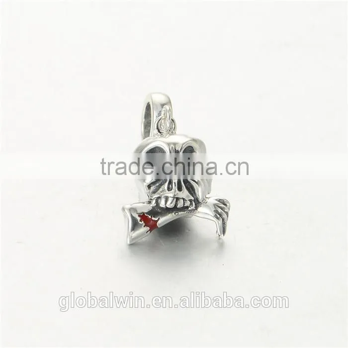 Skull Metal Charms European Charm Bracelet Necklace 100% Real 925 Sterling Silver S198 Best Gifts For You Or Friends