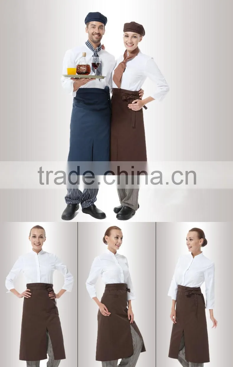 polyester plain black bartender uniform aprons