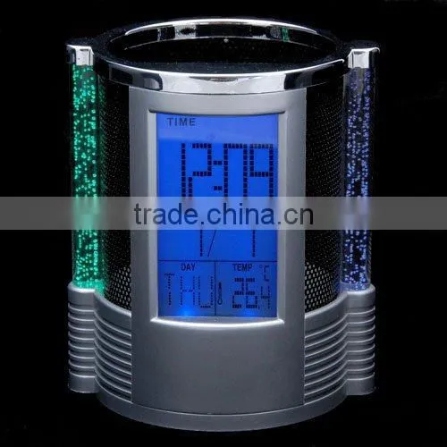 pen holder with flashing colour LED and calendar
