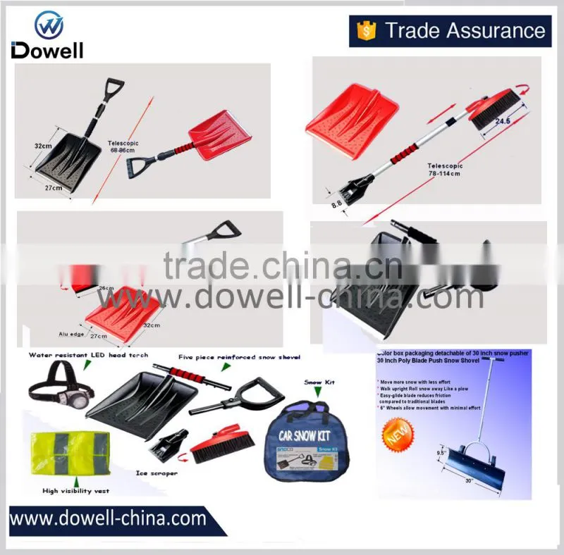 Large D shape grip portable plastic snow shovel