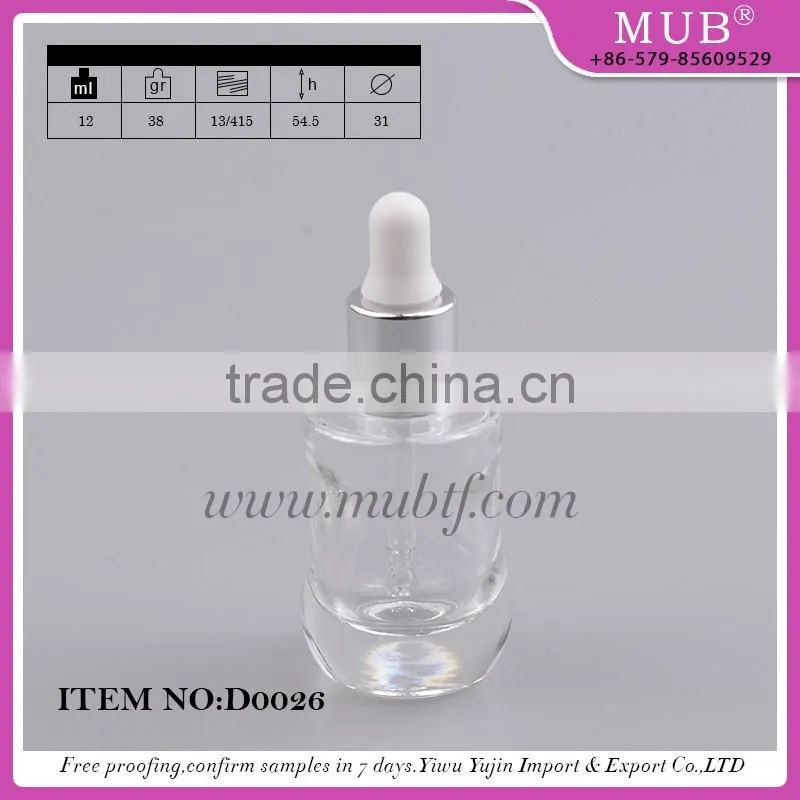 2016 new design empty glass essential oil bottles with aluminum dropper cap