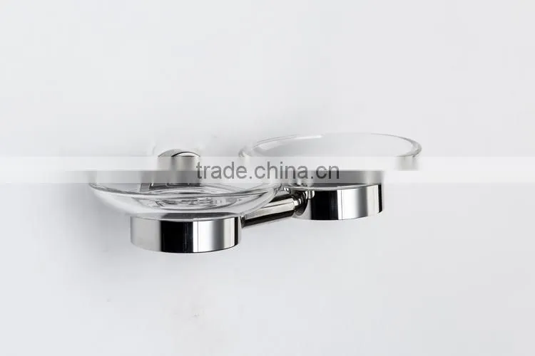 Modern Hotel Wall Mount Stainless Steel 304 Soap Holder With Double Glass Dish
