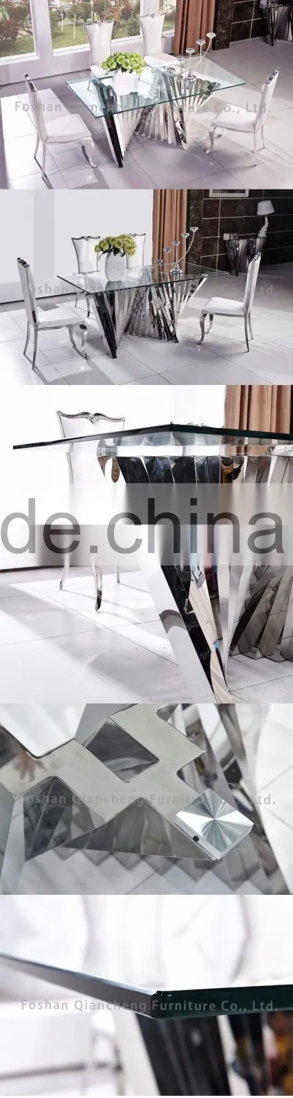 fashionable glass mirror silver dining table dining room furniture