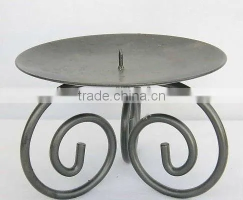 Wrought Iron Swirl Design Triple Pillar Candle Holder