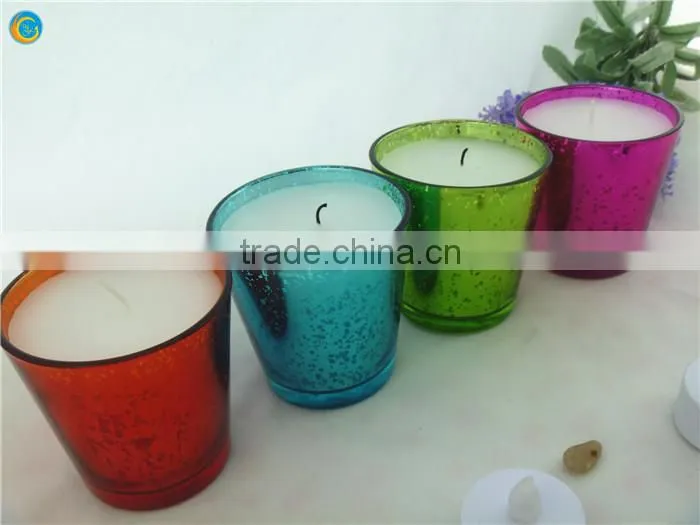 glass candle holder filling with wax set
