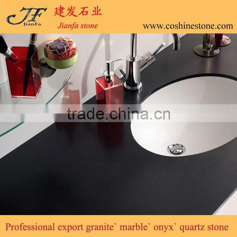 More popular hotel bathroom black color quartz vanity tops