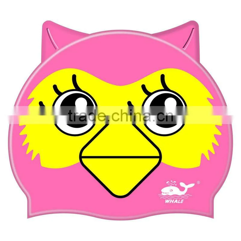 Custom Waterproof silicone cartoon swimming cap for kids