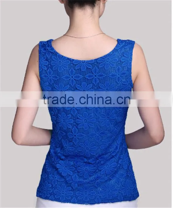 New Style Solid Color Lace crochet Women's Tank Top