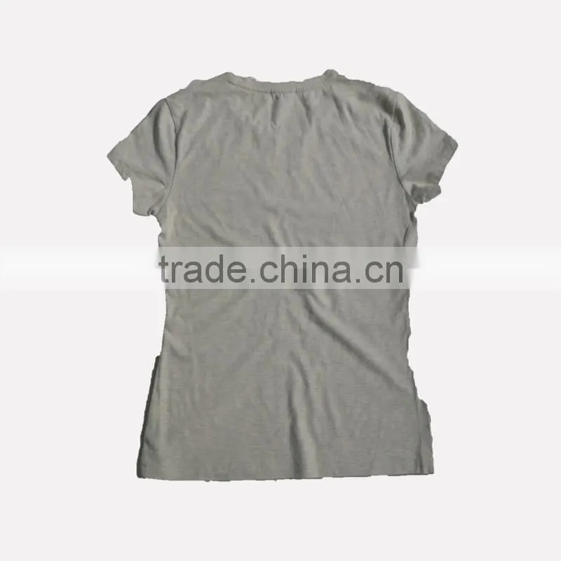 Hot sale 100%cotton embroidered short sleeves ladies T-shirt