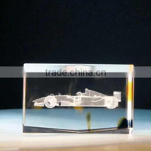 Customized Cube engraved crystal car for gift
