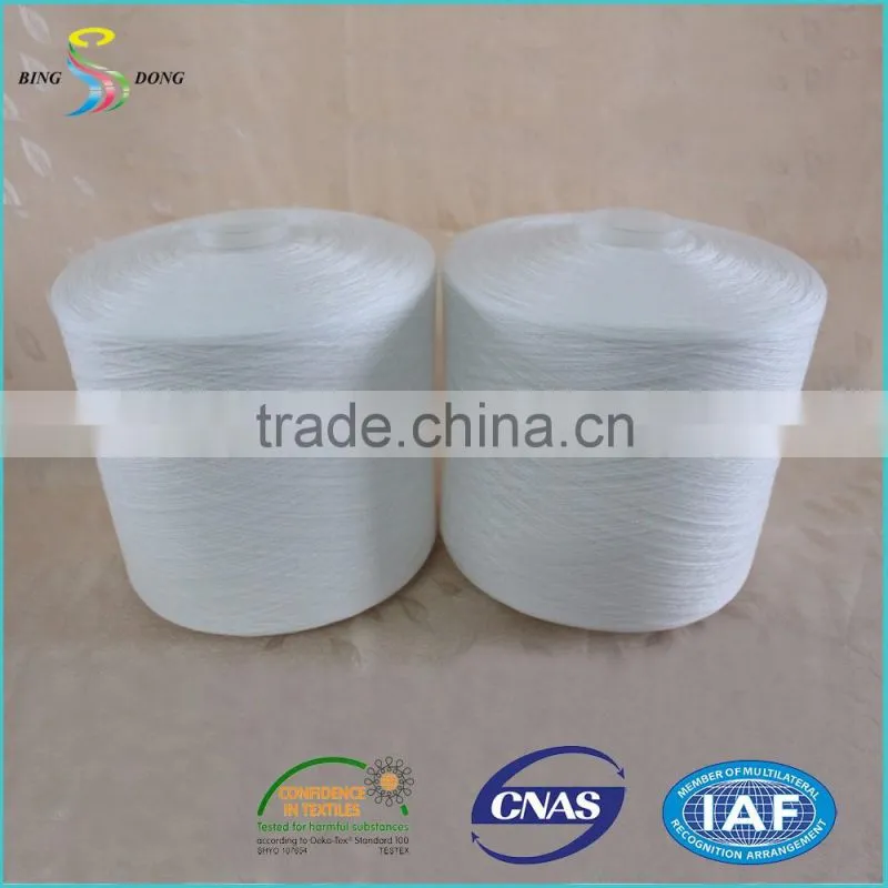 Ne 40/2 40/3 count raw white spun polyester yarn