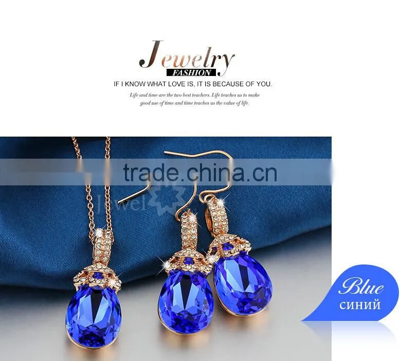 Wedding Bridal Party Crystal Rhinestone Pendant Necklace & Earrings Jewelry Sets