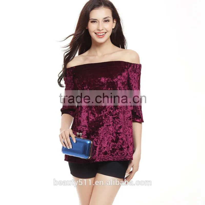 factory hot sales lady tops pleated plus size black stripe T-shirt SD15