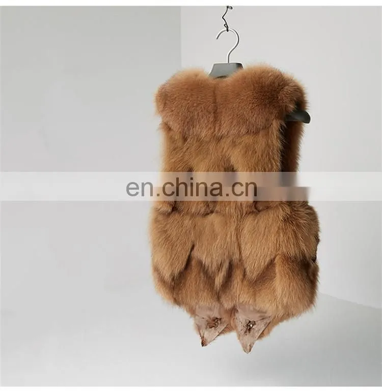 2017 New Fashion Sleeveless Outerwear Real Fox Fur Vest for Women