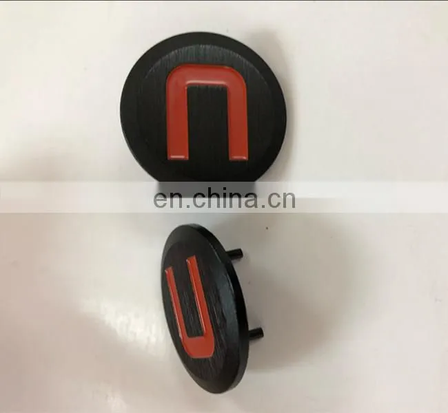 High quality aluminum brushed recessed logo label with red color filled