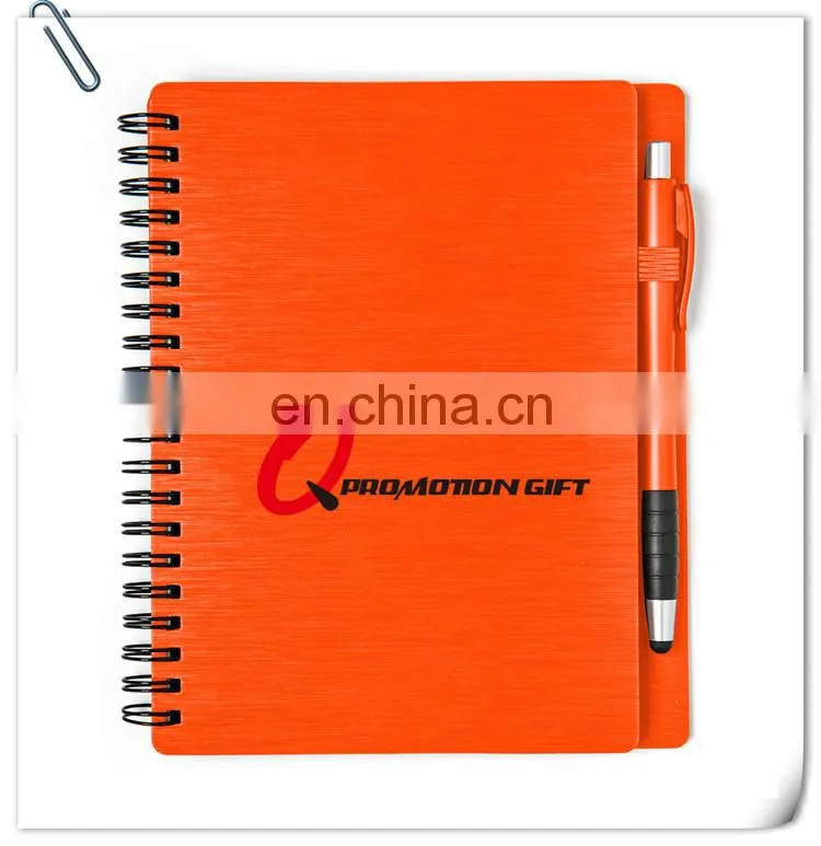 mercury spiral round 70sheets lined notebook set with stylus ball pen and solid metallic textured cover