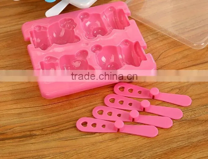 DIY ice lattice 4 pack Cartoon Bear Ice Cream popsicle mold