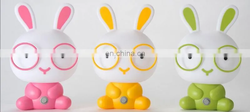 Lovely EU plug plastic baby bedroom lamp animal led night light rabbit sleep luminaria for kids
