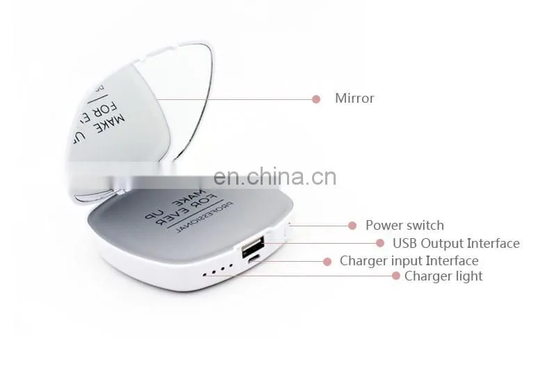 Hot Gift Quick 4000Mah Charging Make Up Portable Mirror Mobile smart Powerback
