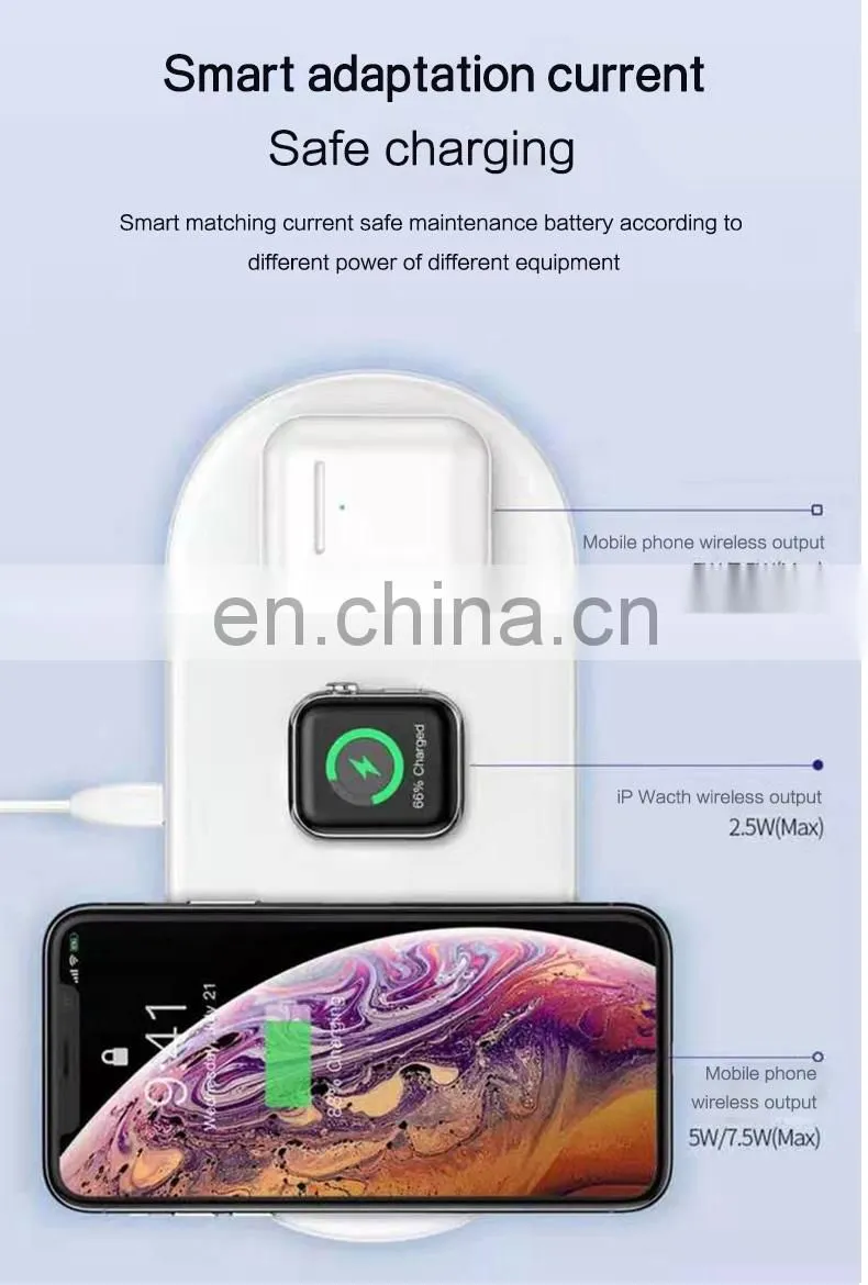 Phone Charger Wireless New 2019 Product Wholesale Battery Charger Mobile Phones For Iphone/Watch/Earphone Charger 3 In 1