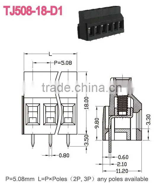 Connecting Wire Brass PCB Mounted Terminal Block Made in China