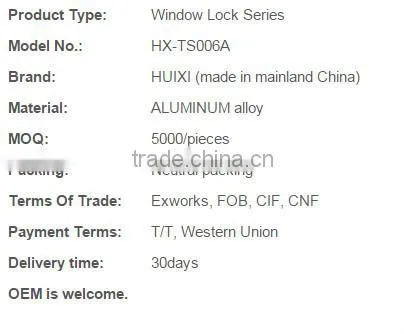 TS006A aluminium window sliding lock