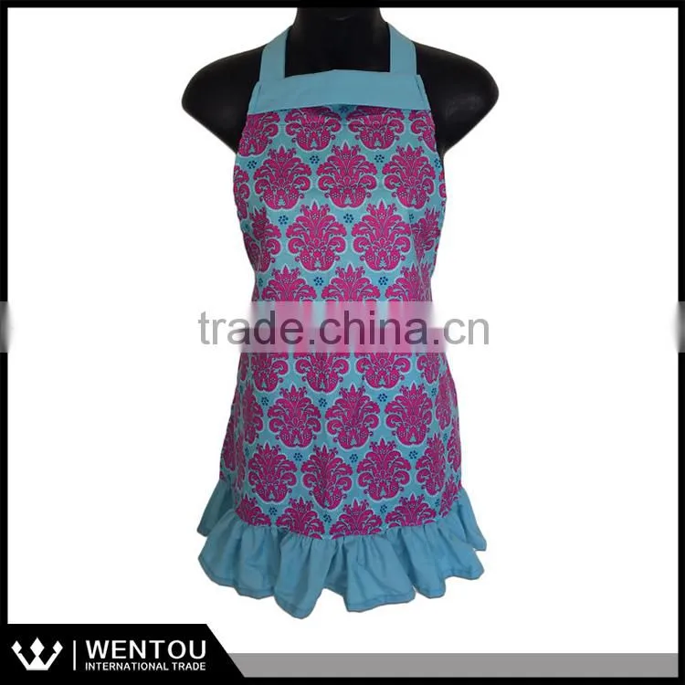 Colorful Circles And Blue Ruffled Chevron Apron