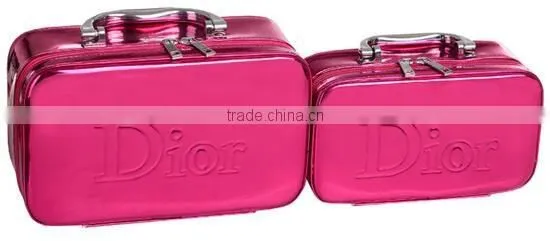 Best quality custom Leather makeup artist train case,women leather cosmetic travel box