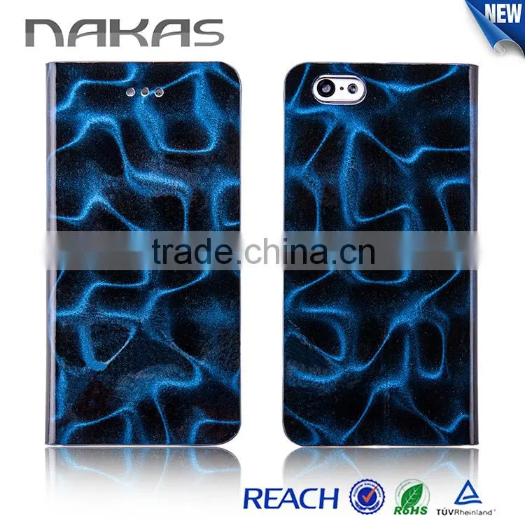 3D pattern wallet case style PU leather smartphone case for iphone 6