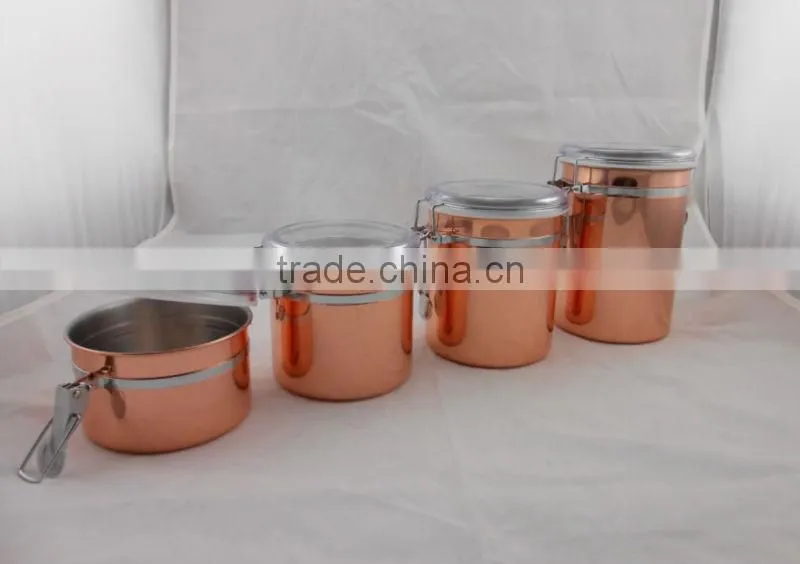 Stainless Steel Kitchen Canister, Stainless Steel Airtight Canister with Clamp