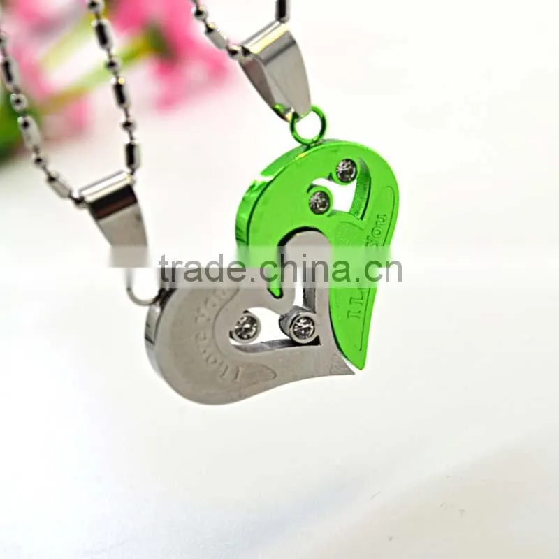 chinese couple fashion pendant color 316l stainless steel jewelry girlfriend heart pendant necklace