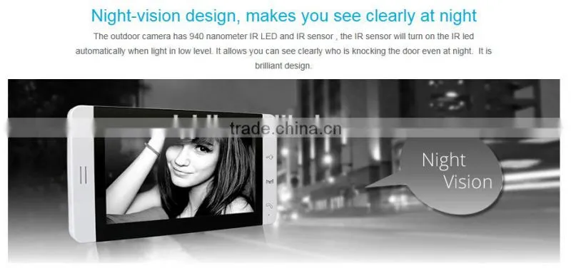 7" Wired Video Door Phone Hands-free Intercom Night Vision Camera Color Monitor