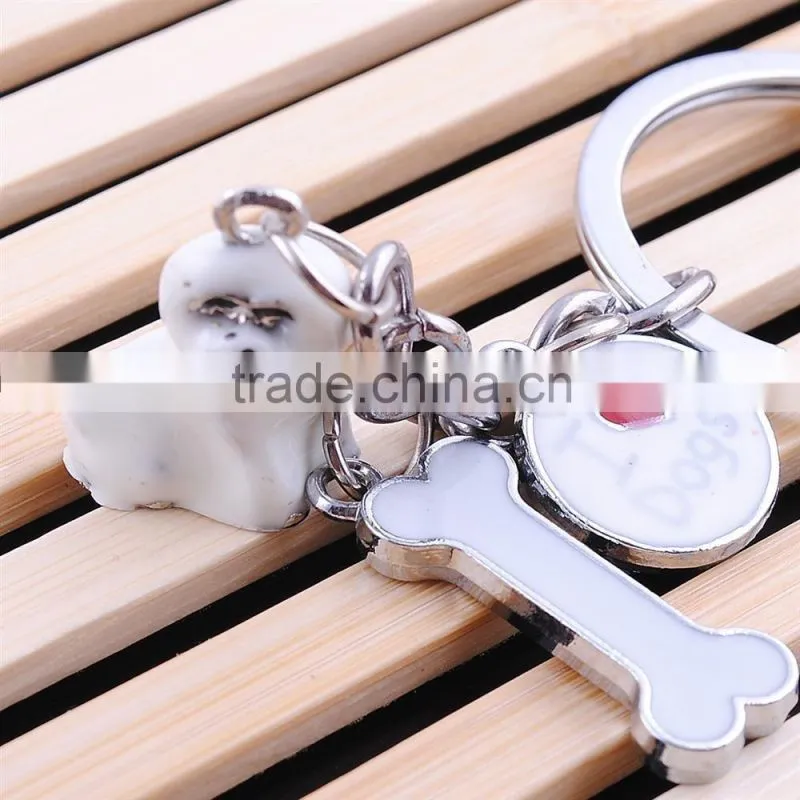 Factory direct pet Keychain high quality Bichon dog keychain