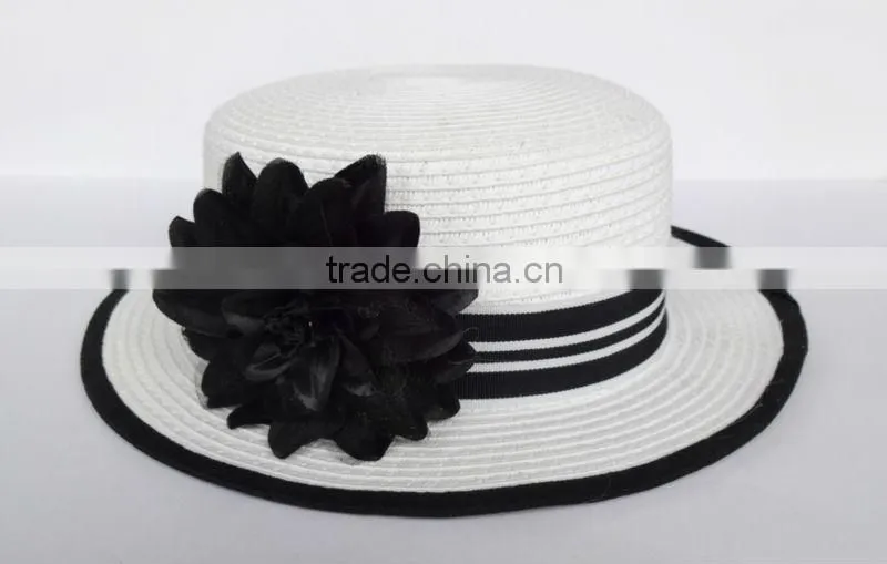 flat top white papaer straw hat