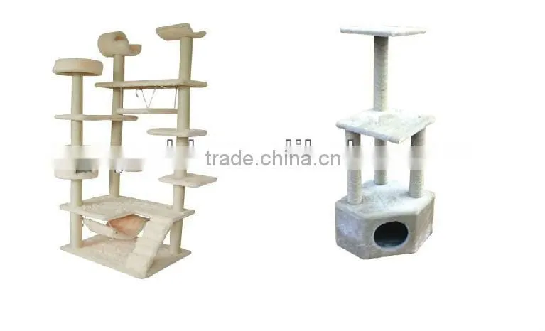 plush cat tree cat scratcher house /plush pet toy/plush house for cat