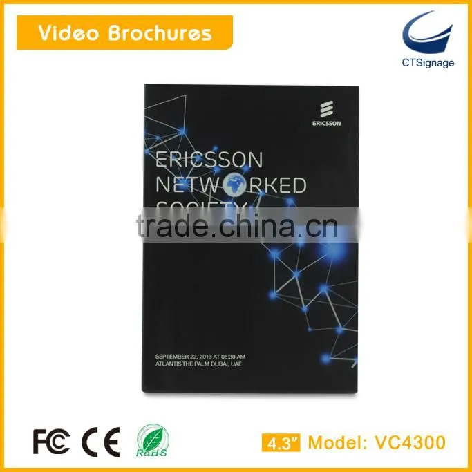 customized high quality 5 inch lcd screen video book brochure greeting card VC5000