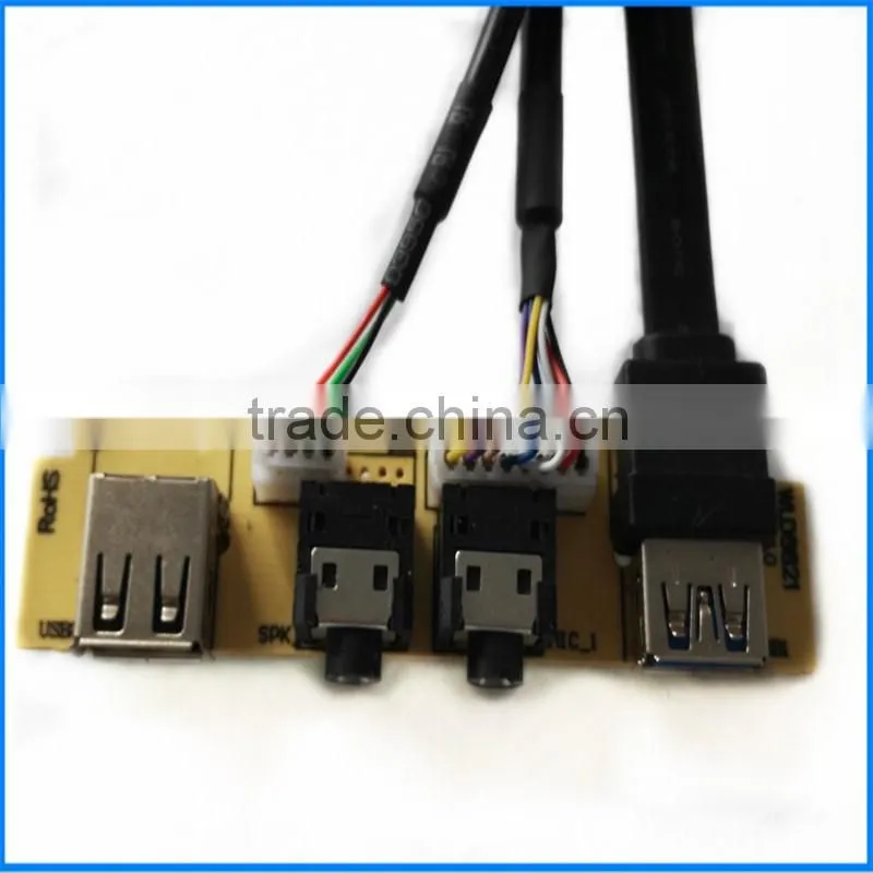 Front Panel Dual USB3.0+USB2.0+HD AUDIO I/O 20Pin Male PC Board For Computer With Cable
