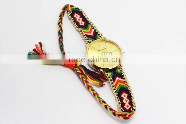 Fashion cheap interchangeable fabric woven strap watch