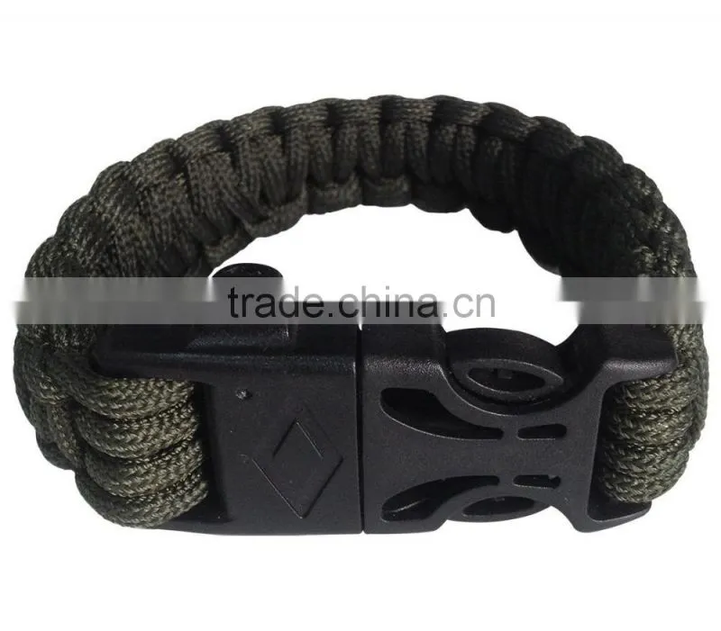 Paracord Survival Bracelet with Fire Starter and Whistle